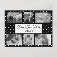 Black and White Dots Photo Save the Date Postcard