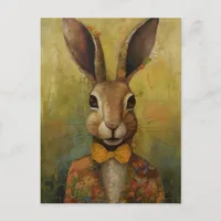 Adorable Rabbit in a Floral Suit Postcard