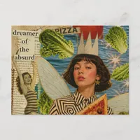 Pizza Fairy Mixed Media Collage Postcard