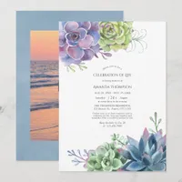 Watercolor Cactus Succulents Celebration of Life Invitation