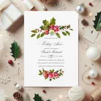 Christmas Wedding Shower Floral Holly Invitation