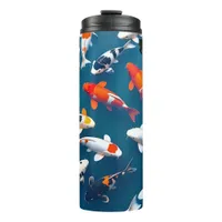 Bird's Eye View of Colorful Koi Fish Pond Thermal Tumbler