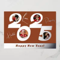 2025 real silver foil 4 pictures happy new year foil holiday card