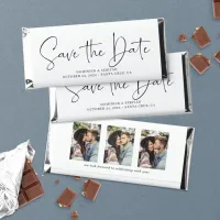 Modern Handwritten Script 3 Photo Save the Date Hershey Bar Favors