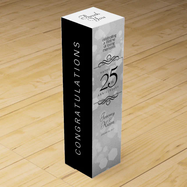 Elegant 25th Silver Wedding Anniversary Wine Box