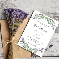 Lavender eucalyptus greenery violet wedding  invitation