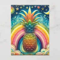 Rainbow Pineapple Postcard