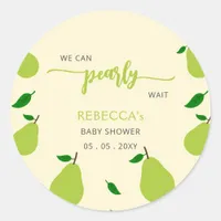 We Can Pearly Wait Fall Pear Baby Shower Classic Round Sticker