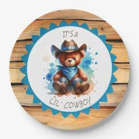 It's a Boy | Cowboy Teddy Bear Boy's Baby Shower Paper Plates