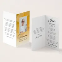 Yellow Rose Flower Funeral Memorial Poem / Prayer  Business Card