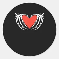Skeleton Hands Forming Heart Creepy Gothic Classic Round Sticker