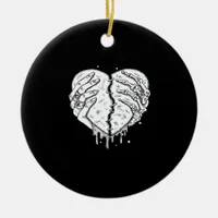 Gothic Skeleton Heart Hands Retro Aesthetic Ceramic Ornament