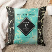 Elegant 11th Turquoise Wedding Anniversary Throw Pillow