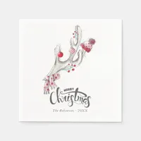 Cute watercolor Winter Deer Antlers Christmas Napkins