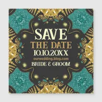 Gold Teal Black Funky Tribal Save the Date