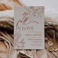 Beige Fall in Love Bridal Shower Invitation