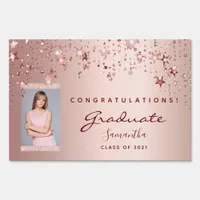 Graduation party rose gold blush pink photo sign