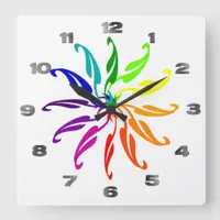 Clock - Color Wheel Leaves on White