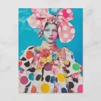 A Polka Dot Fashion lady Collage Postcard