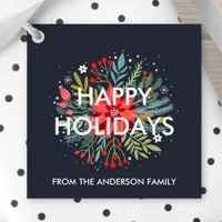 Happy Holidays Floral Poinsettia Gift Tags