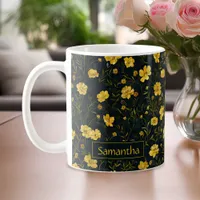 Elegant Yellow Buttercup Flower Pattern Coffee Mug