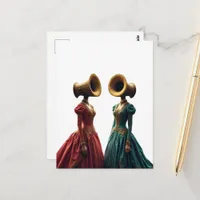 The Two Women With Alternative Heads Surreal Postcard