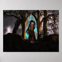 Creepy and Cute Halloween Girl Poster