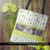 "Lucky Mommy" Shamrock Clover Pattern Photo Tote Bag