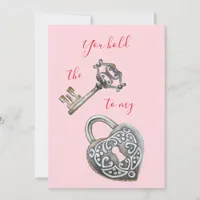 You hold the key to my heart red pink Valentine's Holiday Card