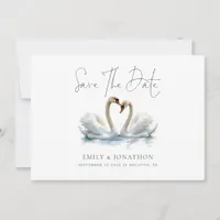 Minimalist Swan Script Wedding Save The Date