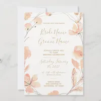 Blush & Blooms Watercolor Floral & Gold Wedding Invitation