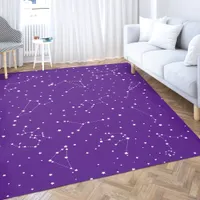 Cute Girl Purple White Stars Night Constellation Rug