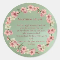 Cherry Blossoms in Pink and Teal Classic Round Sticker