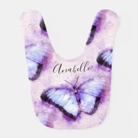 Ethereal Marvelous Morpho Blue Lilac Butterflies  Baby Bib