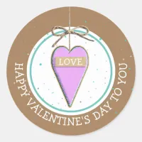 Happy Valentine's Day Whimsical Heart Classic Round Sticker