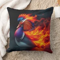 Stunning Flame-boyant Firebird Hot Mandarin Duck Throw Pillow