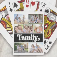 Family Retro Typography Photo Collage Poker Cards