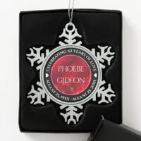 Elegant 42nd Jasper Wedding Anniversary Snowflake Pewter Christmas Ornament