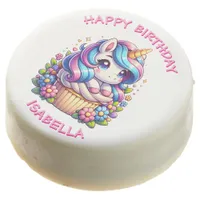 Cute Unicorn and Cupcake Personalized Birthday Chocolate Covered Oreo