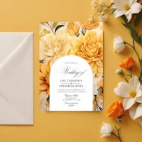 Yellow, Orange and Ivory Floral Wedding Invitation