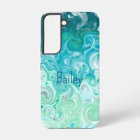 Personalized Blue and Green Waves  Samsung Galaxy S22 Case