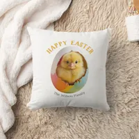 Cute Hatching Chick Colorful Happy Easter Egg Throw Pillow