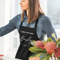 Florist Business Name Employee White Black Apron