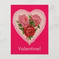 Vintage Heart with Roses Postcard