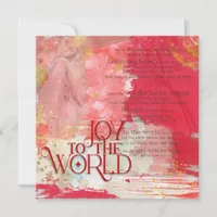 Christmas lyrics Joy To The World Red and Gold Holiday Card