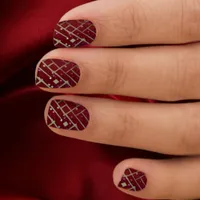 Geometric Cherry Glamour Minx Nail Art