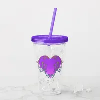 Elegant, Romantic Purple Heart with Flourish  Acrylic Tumbler