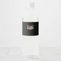 Skeleton Hand Heart 4th Of American Flag Patriotic Water Bottle Label