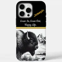 Majestic Buffalo Grazing Near Rugged Mountains iPhone 16 Pro Max Case