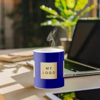 Business logo navy blue coffee mug